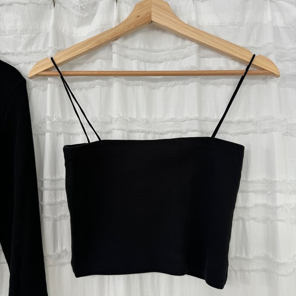 BLACK MATCHING CARDIGAN AND TANK TOP CO-ORD SET - Picture 2 of 7